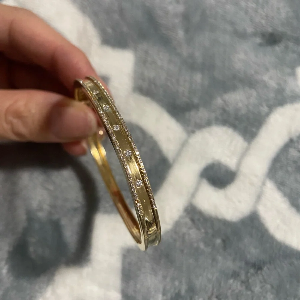 shy creation bangle 14k gold diamonds bracelet - Picture 5 of 7
